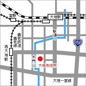 大垣市役所北庁舎の周辺地図